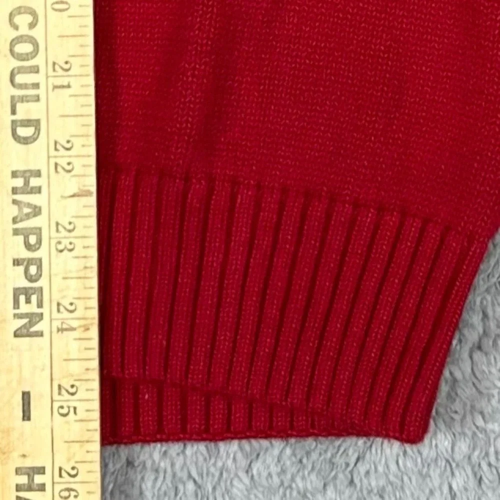 Polo Ralph Lauren Mens Red 100% Cotton Quarter Zip Pullover Sweater Large